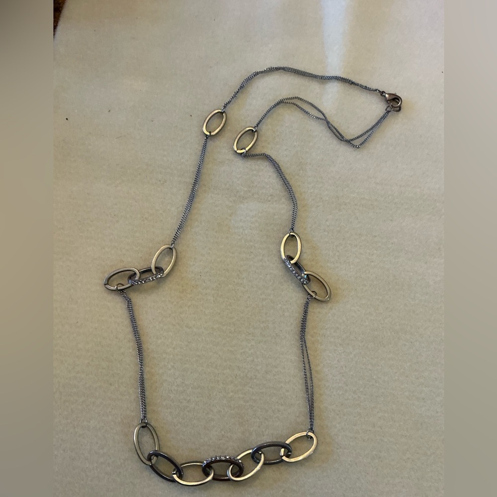 Vintage style Oval Link Necklace - Silver tone, 30”